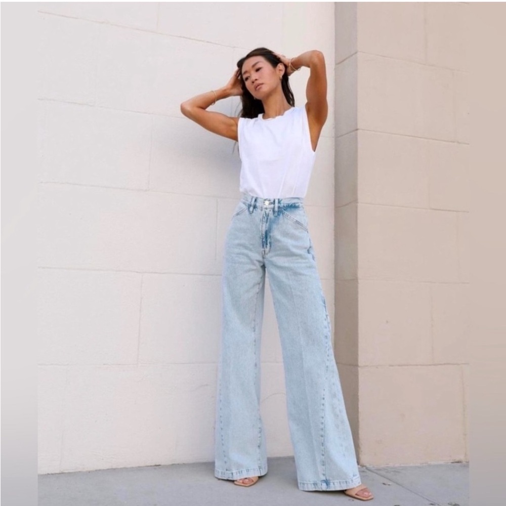 New Frame Le Baggy Palazzo jeans high rise wide leg revolve loose flare size 30 - Picture 6 of 16